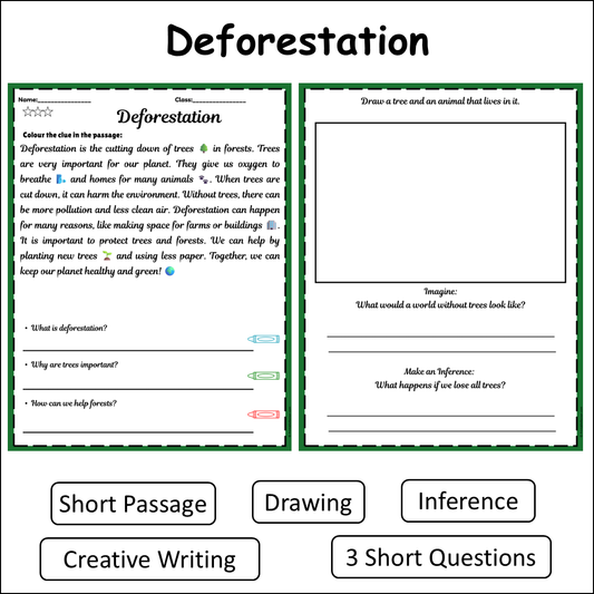 Deforestation | Short Reading Comprehension Creative Worksheet