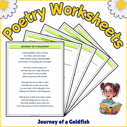 Journey of a Goldfish | Poem Grammar Worksheet Printable Activity