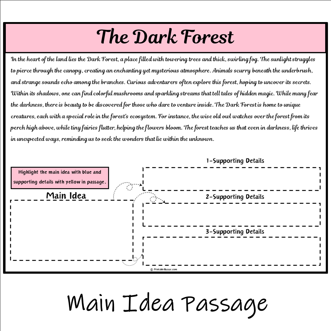 The Dark Forest | Main Idea and Supporting Details Reading Passage and Questions