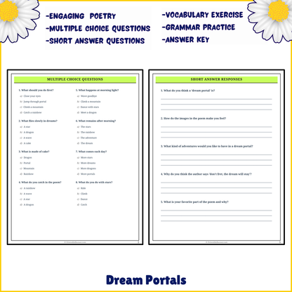 Dream Portals | Poem Grammar Worksheet Printable Activity