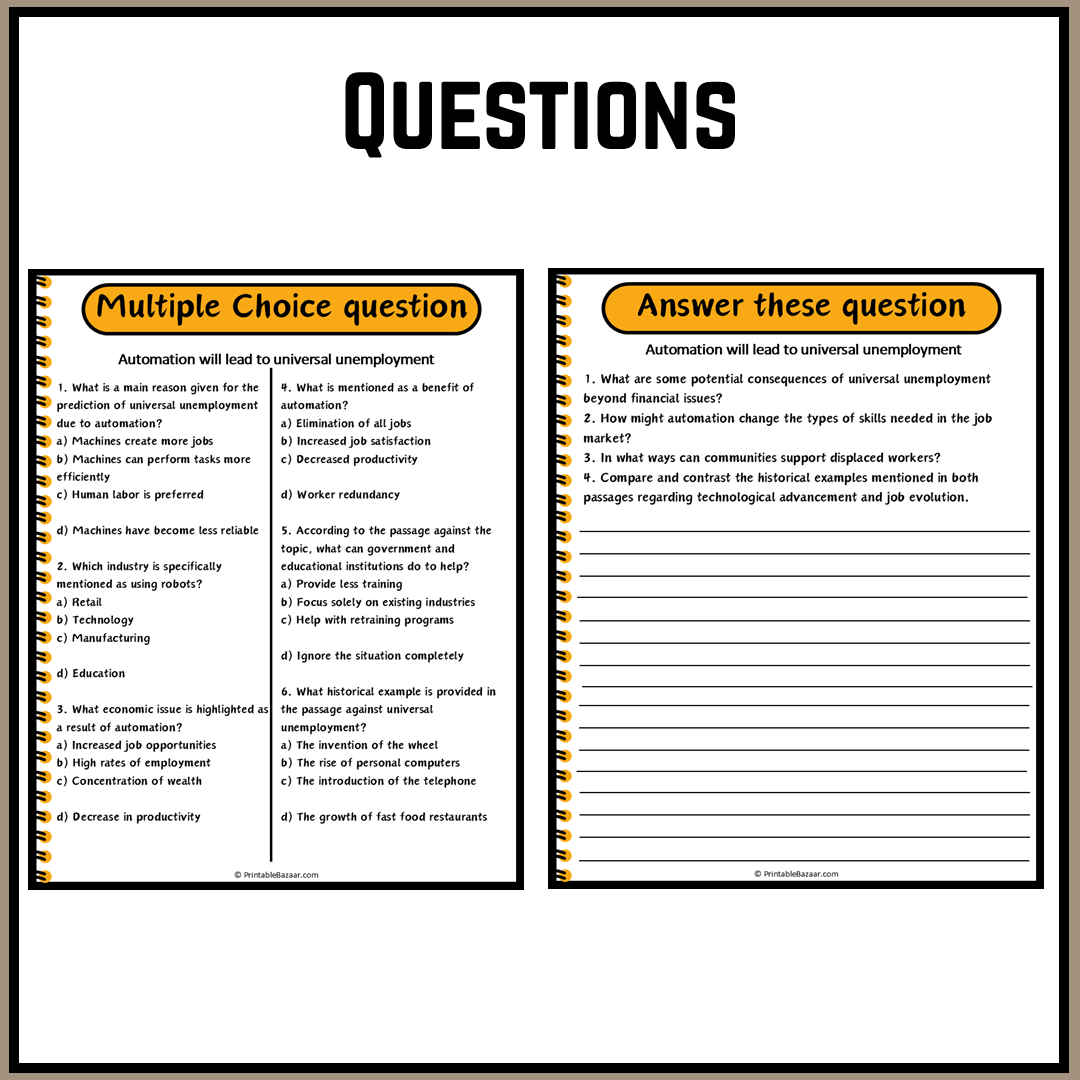 Automation will lead to universal unemployment | Debate Case Study Worksheet