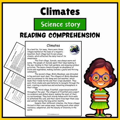 Climates | Science Story Reading Comprehension Activity