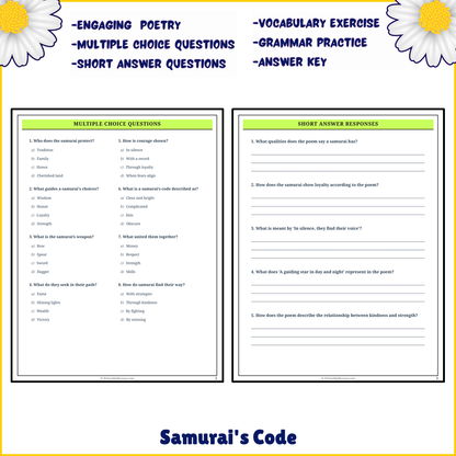 Samurai's Code | Poem Grammar Worksheet Printable Activity