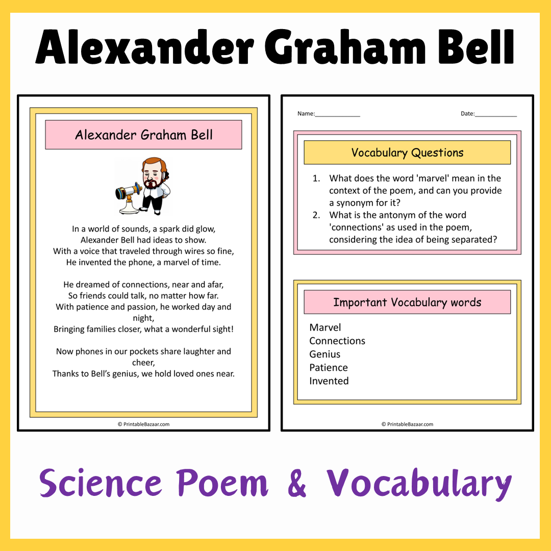 Alexander Graham Bell | Science Poem Reading Comprehension Activity