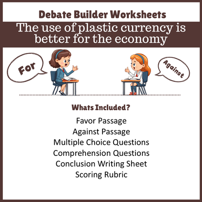 The use of plastic currency is better for the economy | Favour and Against Worksheet Printable Activity