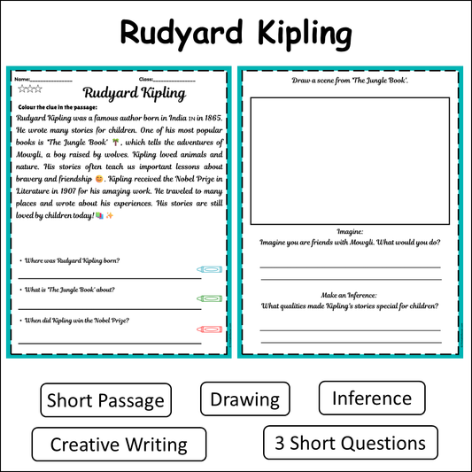 Rudyard Kipling | Short Reading Comprehension Creative Worksheet