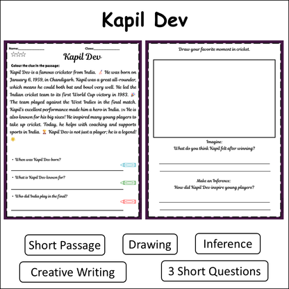 Kapil Dev | Short Reading Comprehension Creative Worksheet