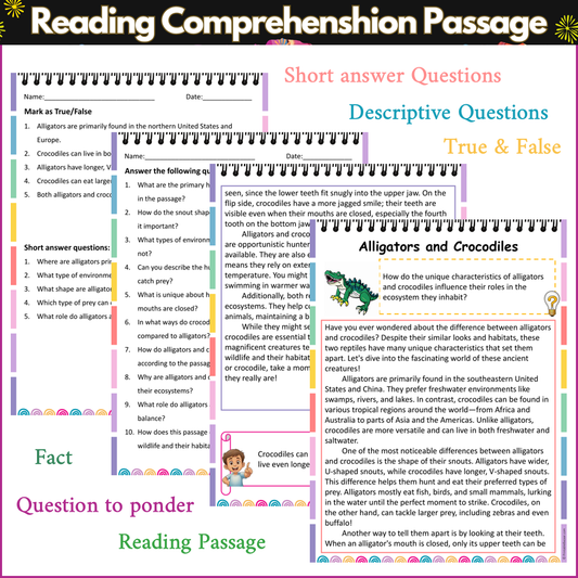 Alligators and Crocodiles | Reading Comprehension Passage and Questions