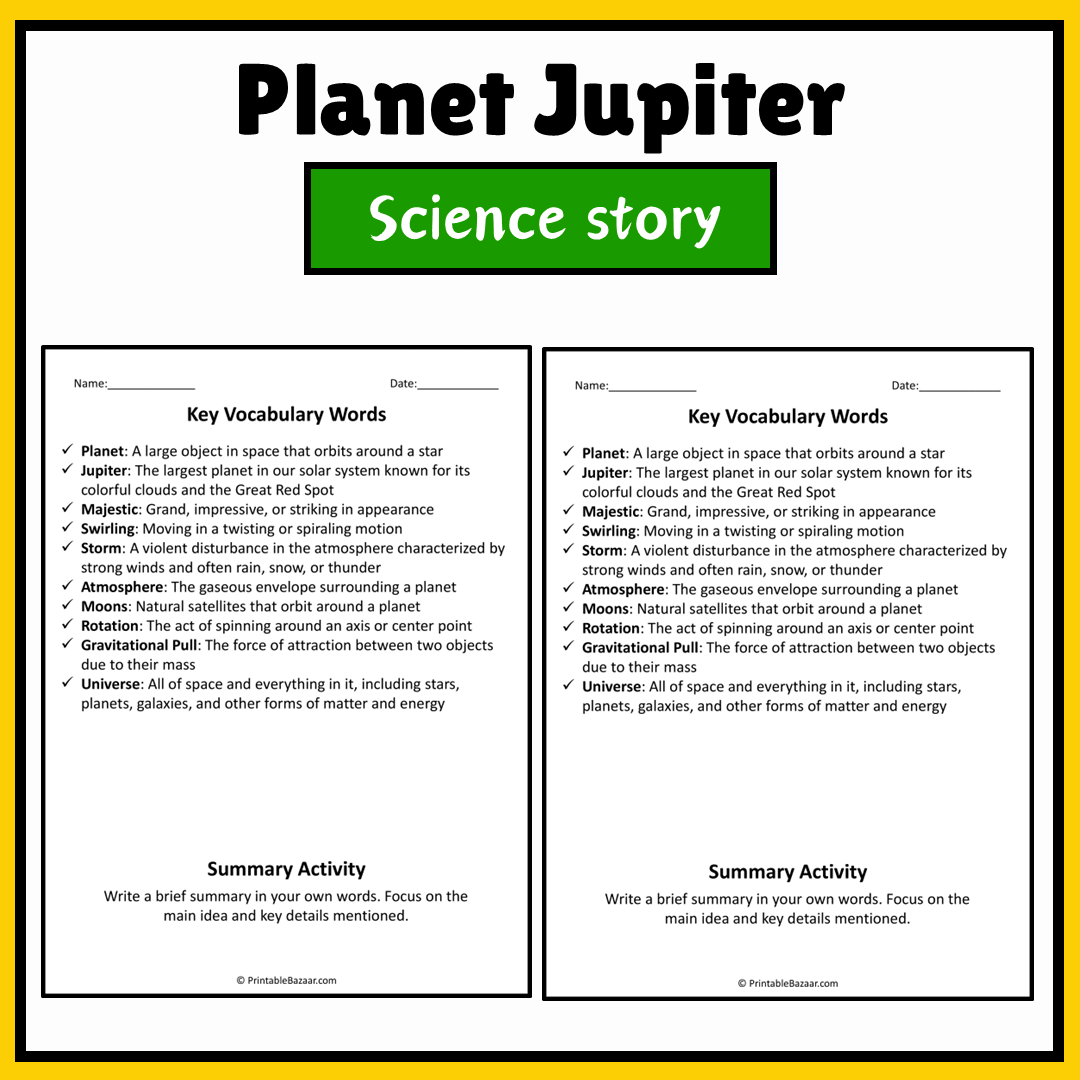 Planet Jupiter | Science Story Reading Comprehension Activity