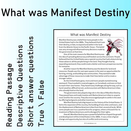 What was Manifest Destiny | Reading Comprehension Passage Printable Worksheet