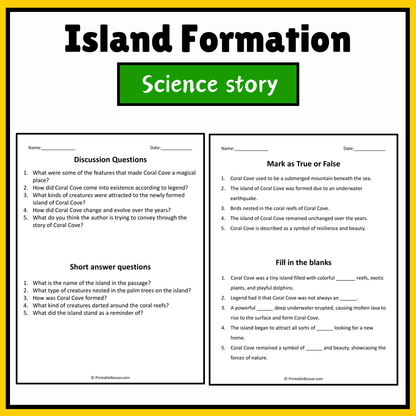 Island Formation | Science Story Reading Comprehension Activity
