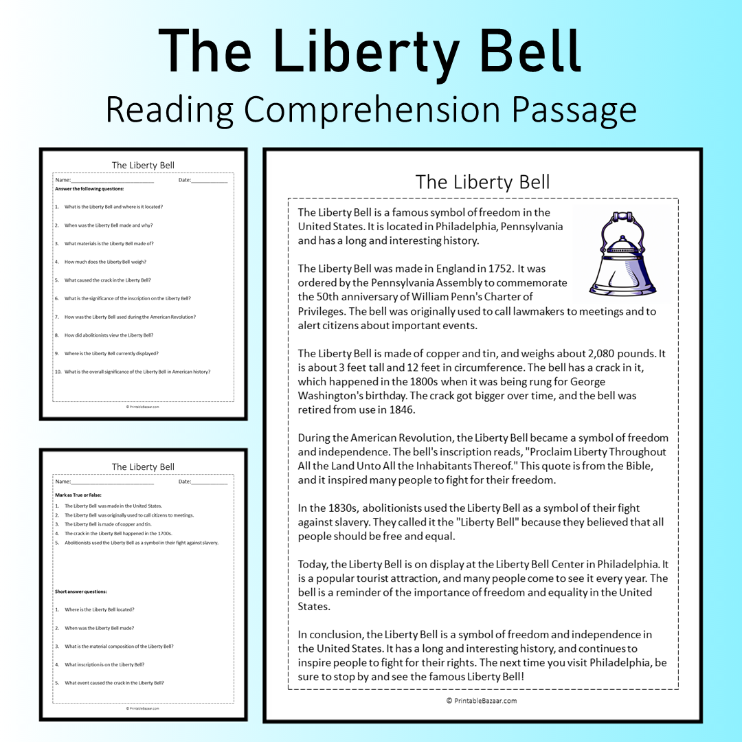 The Liberty Bell | Reading Comprehension Passage Printable Worksheet