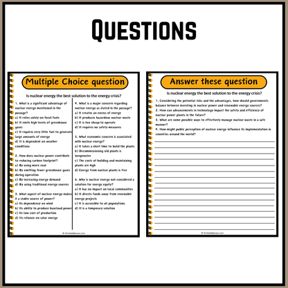 Is nuclear energy the best solution to the energy crisis? | Debate Case Study Worksheet