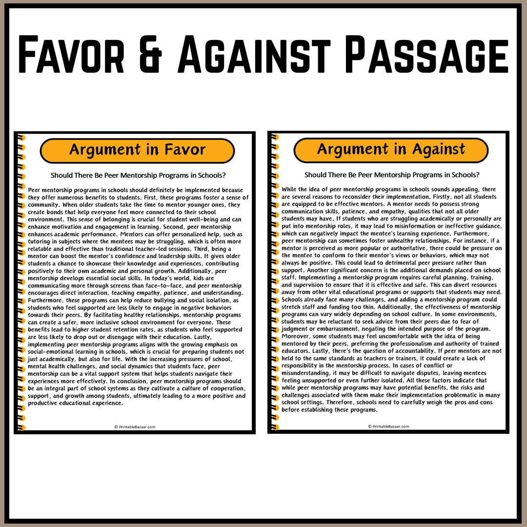 Should There Be Peer Mentorship Programs in Schools? | Debate Case Study Worksheet