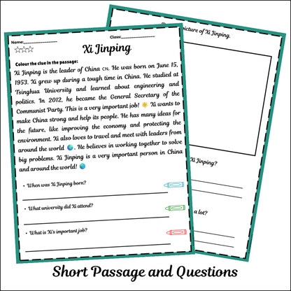 Xi Jinping | Short Reading Comprehension Creative Worksheet