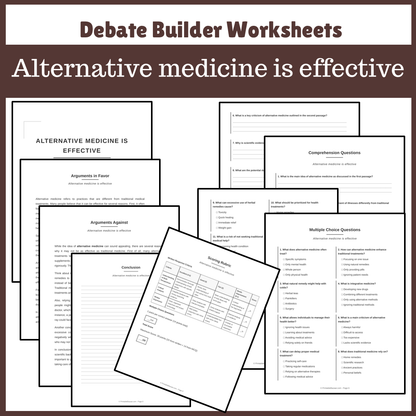 Alternative medicine is effective | Favour and Against Worksheet Printable Activity