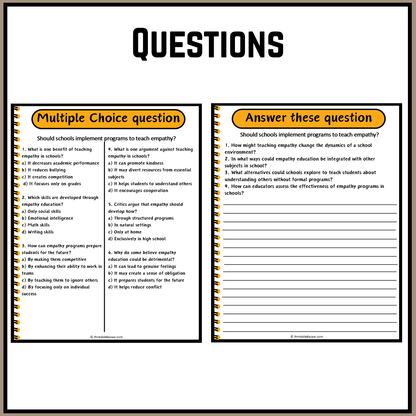 Should schools implement programs to teach empathy? | Debate Case Study Worksheet