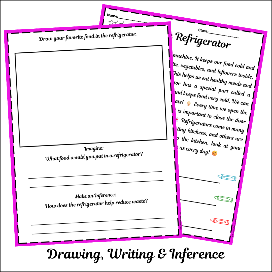 The Refrigerator | Short Reading Comprehension Creative Worksheet