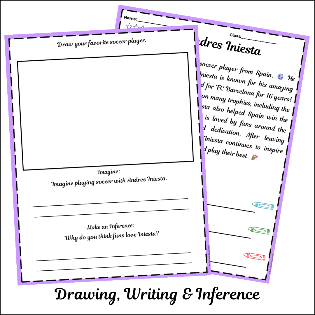 Andres Iniesta | Short Reading Comprehension Creative Worksheet