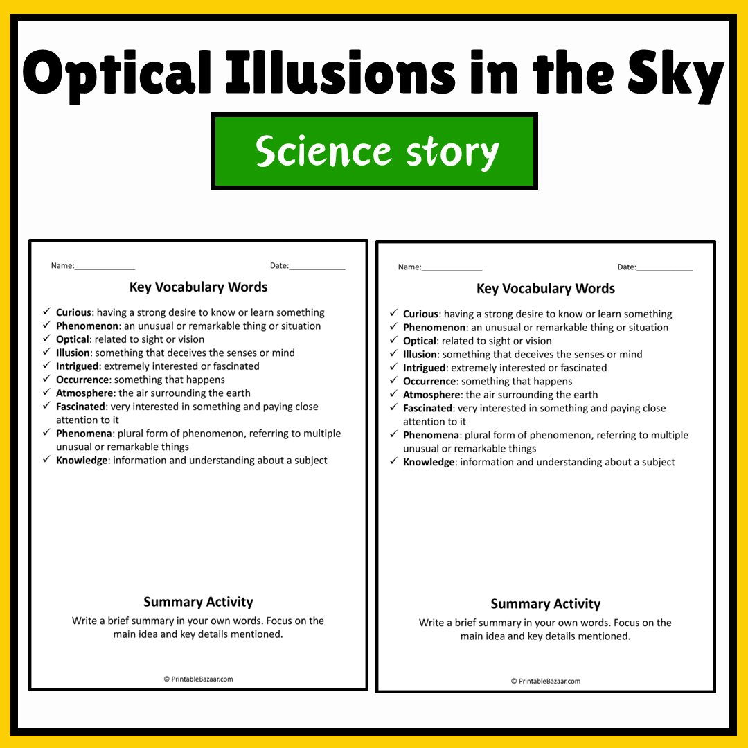 Optical Illusions in the Sky | Science Story Reading Comprehension Activity