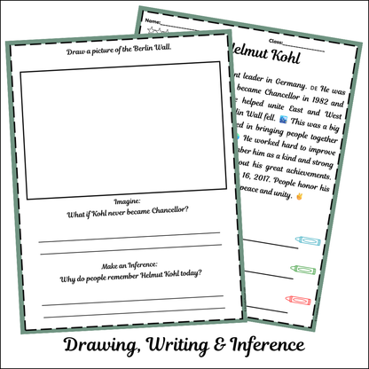 Helmut Kohl | Short Reading Comprehension Creative Worksheet