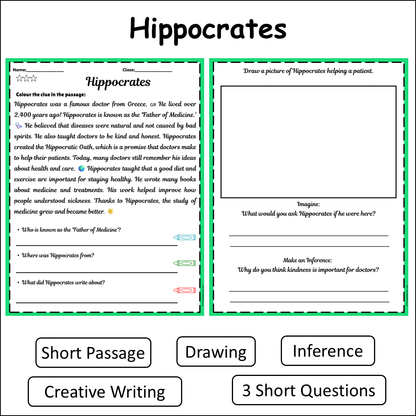 Hippocrates | Short Reading Comprehension Creative Worksheet