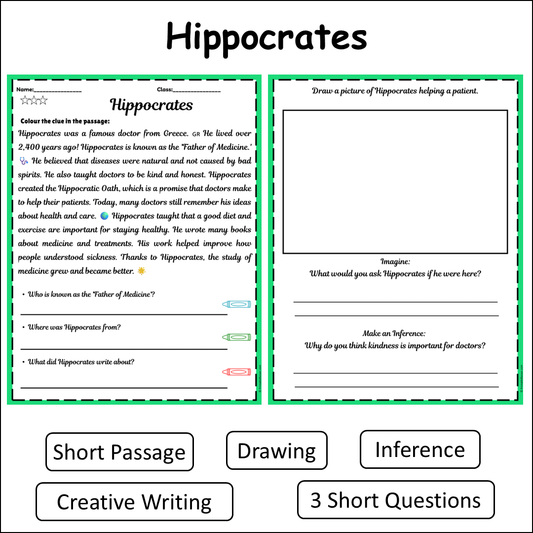 Hippocrates | Short Reading Comprehension Creative Worksheet