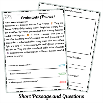 Croissants (France) | Short Reading Comprehension Creative Worksheet