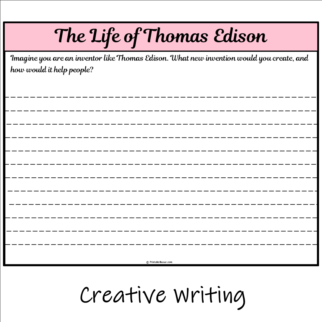 The Life of Thomas Edison | Main Idea and Supporting Details Reading Passage and Questions