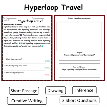 Hyperloop Travel | Short Reading Comprehension Creative Worksheet