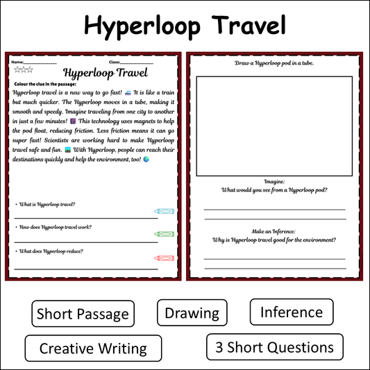 Hyperloop Travel | Short Reading Comprehension Creative Worksheet