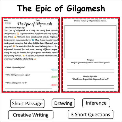 The Epic of Gilgamesh | Short Reading Comprehension Creative Worksheet