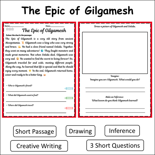 The Epic of Gilgamesh | Short Reading Comprehension Creative Worksheet