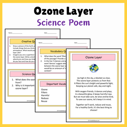 Ozone Layer | Science Poem Reading Comprehension Activity