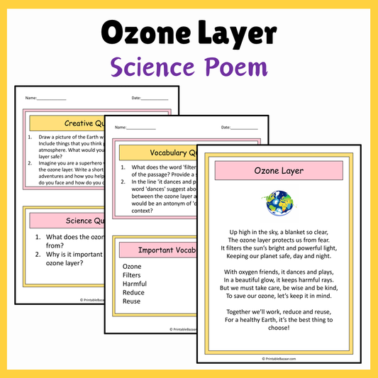 Ozone Layer | Science Poem Reading Comprehension Activity