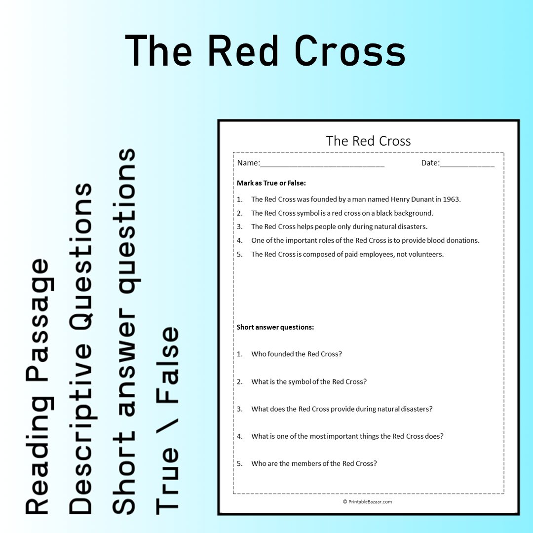 The Red Cross | Reading Comprehension Passage Printable Worksheet