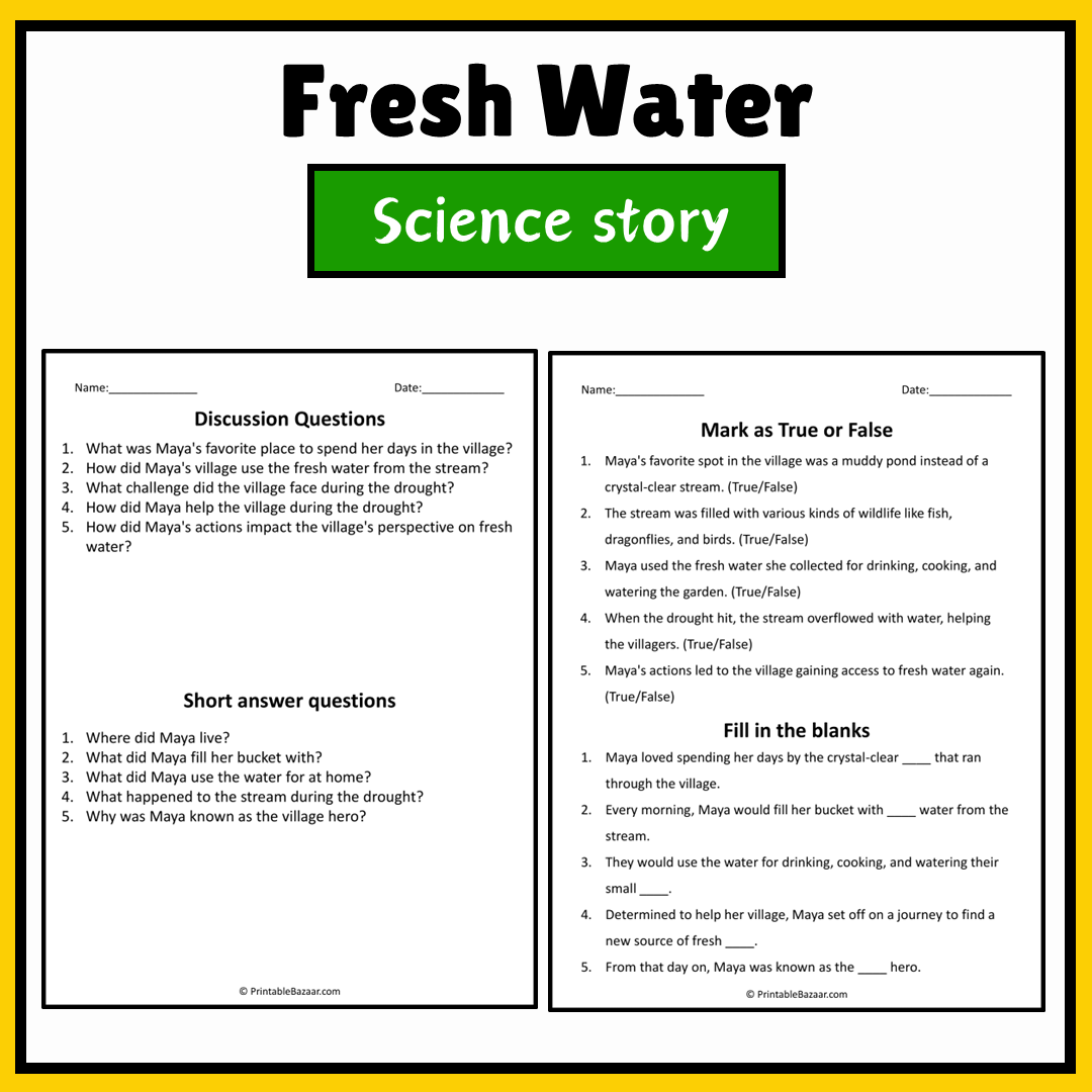 Fresh Water | Science Story Reading Comprehension Activity