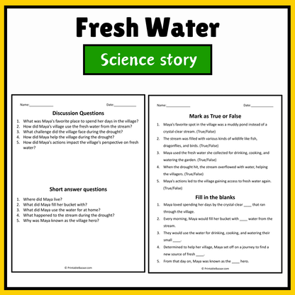 Fresh Water | Science Story Reading Comprehension Activity