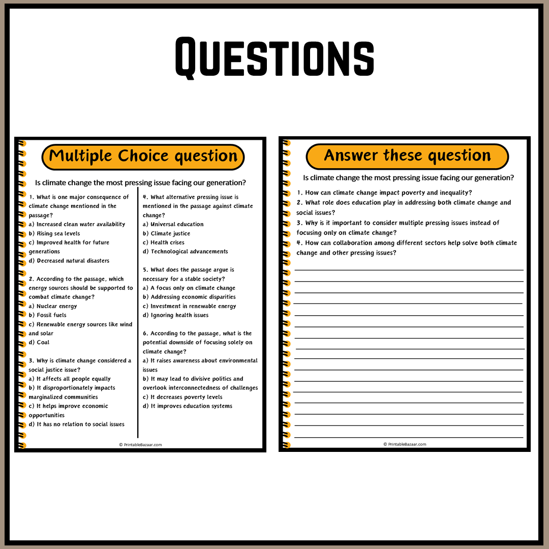 Is climate change the most pressing issue facing our generation? | Debate Case Study Worksheet