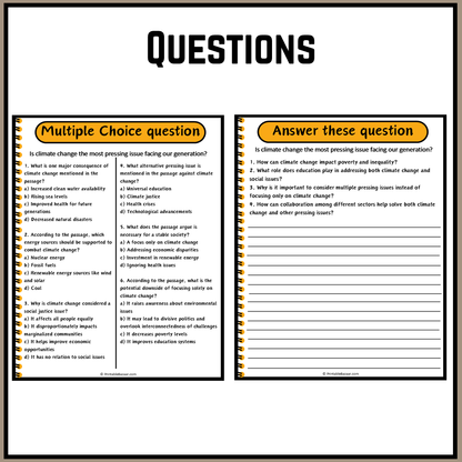 Is climate change the most pressing issue facing our generation? | Debate Case Study Worksheet