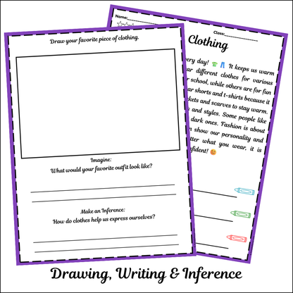 Clothing | Short Reading Comprehension Creative Worksheet