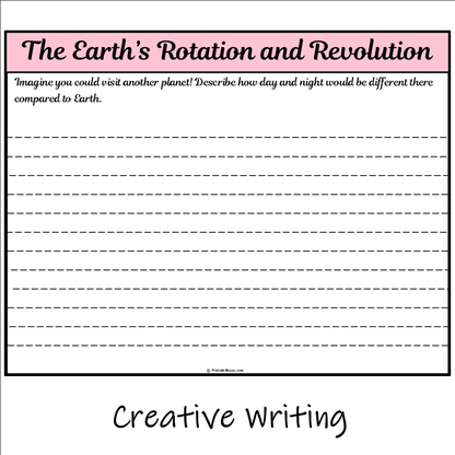 The Earth’s Rotation and Revolution | Main Idea and Supporting Details Reading Passage and Questions