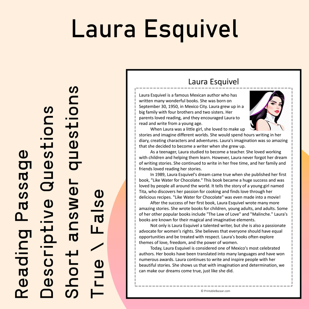 Laura Esquivel | Reading Comprehension Passage Printable Activity