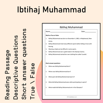 Ibtihaj Muhammad | Reading Comprehension Passage Printable Activity