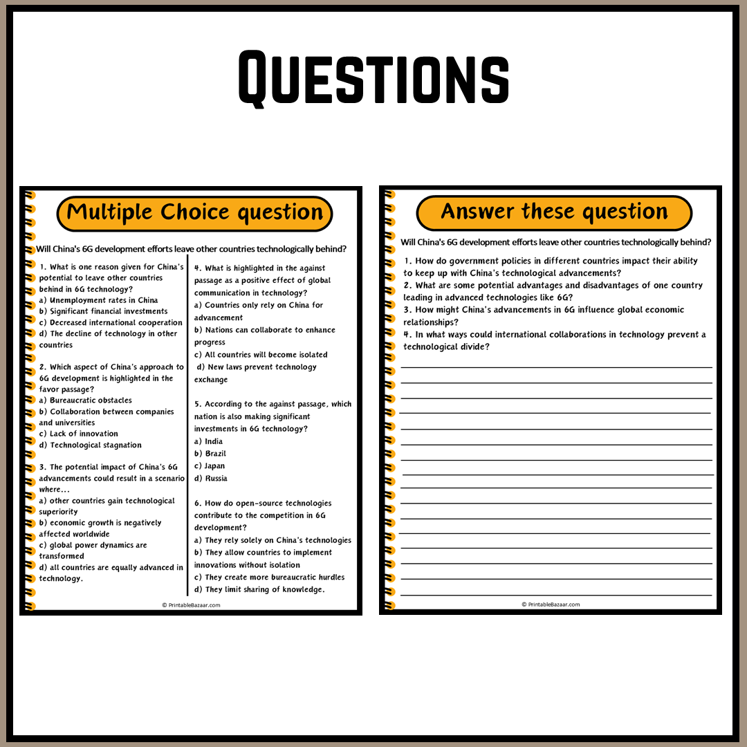 Will China's 6G development efforts leave other countries technologically behind? | Debate Case Study Worksheet