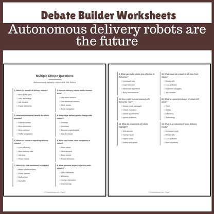 Autonomous delivery robots are the future | Favour and Against Worksheet Printable Activity