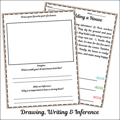 Building a House | Short Reading Comprehension Creative Worksheet