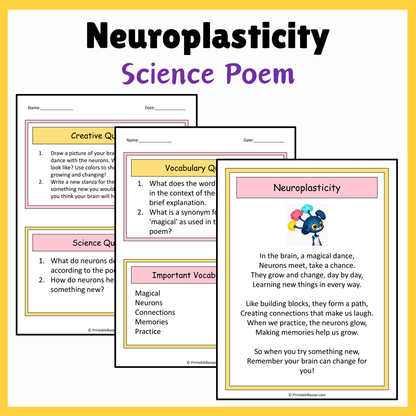 Neuroplasticity | Science Poem Reading Comprehension Activity