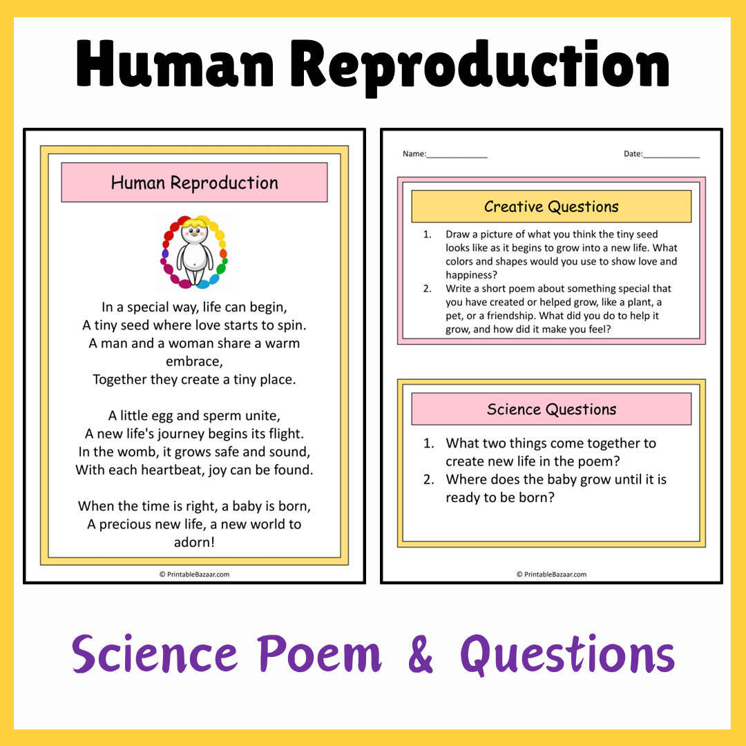 Human Reproduction | Science Poem Reading Comprehension Activity