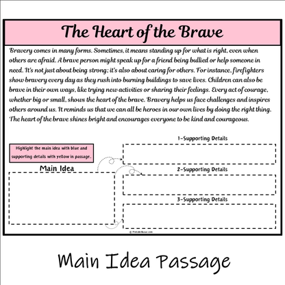 The Heart of the Brave | Main Idea and Supporting Details Reading Passage and Questions